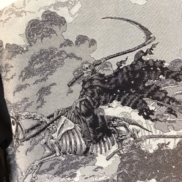 NWT Rebel Vengeance Grim Reaper Tapestry Style Bomber Jacket - Black - S - Picture 5 of 9